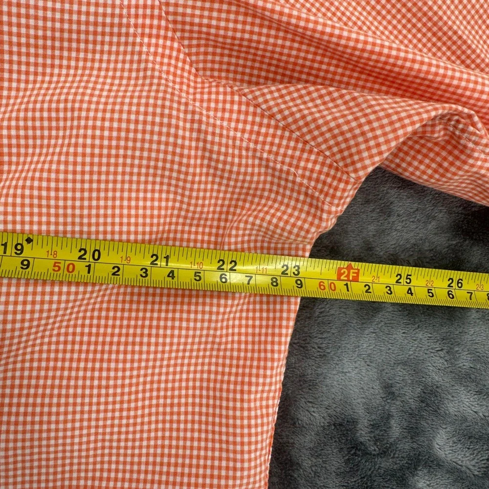 Polo Ralph Lauren Mens Orange Gingham Custom Fit Button Down Shirt‎ Large L 434